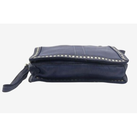 Bolsa Nova Marisa Navy Leather Crossbody Handbag Removable Straps & Studded Trim - Picture 5 of 9